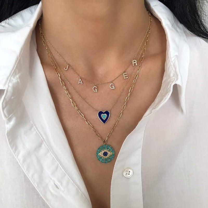 Obidos 14k Gold Plated Evil Eye Pendant Necklace for Women 18-20Inch,Round Circle Disk Minimalist Jewelry - Image 2